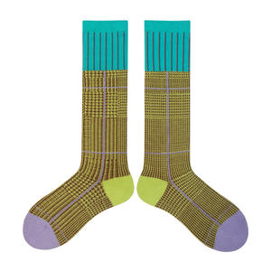 Chaussettes rétro pour femmes Robe de mollet <span class=keywords><strong>Mille</strong></span> oiseaux Plaid <span class=keywords><strong>Couleur</strong></span> Blocked Pile Chaussettes Couleurs contrastées - Product Image 4