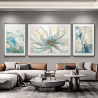 Peinture murale décorative moderne de luxe léger pour salon, impression florale texturée 3D sur toile, peinture à l'huile en gros