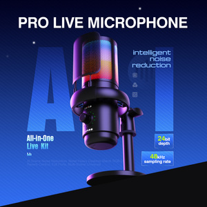 Wireless &amp; Wired Gaming Microphone RGB Lighting USB Connectivity Plastic Material 48kHz Frequency Response for Professional Use - Product Image 3