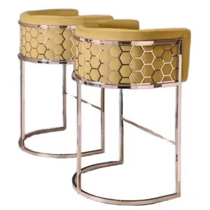 Silla de Bar Moderna WSS con Respaldo de Panal, Taburete Alto de Acero Inoxidable, Silla de Barra para Hotel, Cafetería, Hogar, Color Negro - Product Image 6