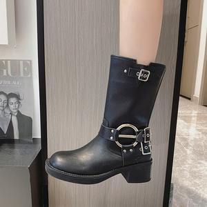 Femmes Goth Toe Combat Design bottines plat talon haut dentelle <span class=keywords><strong>moto</strong></span> <span class=keywords><strong>compensées</strong></span> fermeture éclair en caoutchouc <span class=keywords><strong>bottes</strong></span> d'hiver à la mode - Product Image 5