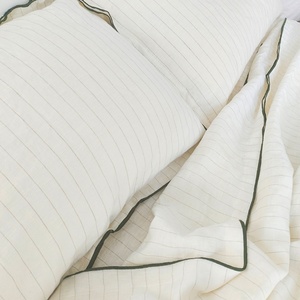 <b>King</b> Queen <b>Size</b> Linen Bedding Set for Hotel Flax Linen Fabric Fitted <b>Sheet</b> Embroidery Edge Bedsheets Customization Wholesale - Product Image 6