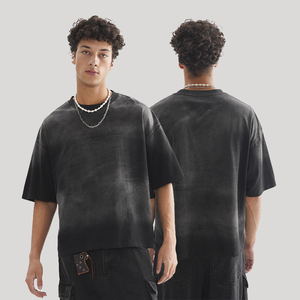 เสื้อยืดทรงบ็อกซี่ฟิต วินเทจ ล้างสีแบบแอซิดวอช ผ้าฝ้าย 100% สีซีดจางแบบซันเฟด ทรงครอป แห้งเร็ว น้ำหนัก 280 กรัม ผ้าหนา ทรงโอเวอร์ไซส์ ยูนิเซ็กส์ สำหรับผู้ชาย - Product Image 1