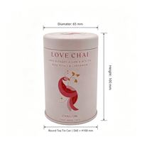 Boîte cylindrique en métal de qualité alimentaire D65x100mm personnalisée, imprimée OEM, scellée, pour thé, café, herbes en poudre