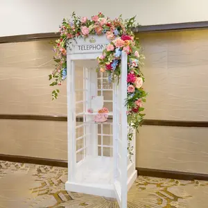 White Telephone Booth British Metal Telephone Booth For Wedding Hotel Decoration White Telephone Booth