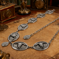 Chaîne de taille vintage occidentale de luxe personnalisée en métal argenté, chaîne de taille en alliage de zinc pour femme, chaîne de jean tendance, Cinturon De Cadena