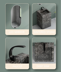 <span class=keywords><strong>Colonne</strong></span> intégrée en ardoise, lavabo en pierre frittée, piédestal, armoire <span class=keywords><strong>de</strong></span> <span class=keywords><strong>salle</strong></span> <span class=keywords><strong>de</strong></span> <span class=keywords><strong>bain</strong></span> <span class=keywords><strong>avec</strong></span> <span class=keywords><strong>miroir</strong></span> pour hôtel - Product Image 4