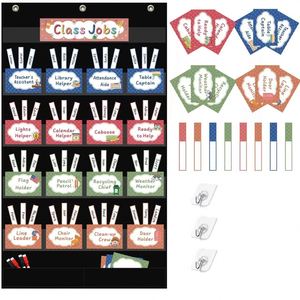 Tableau de classe avec pochettes de rangement et cartes pour la gestion de la classe, aide pédagogique pour enseignants, tableau d'affichage pour salle de classe et école - Product Image 1