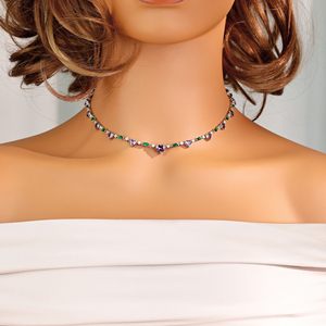 Klassische Luxus-Herzanhänger-Tenniskette mit Zirkonia in Lila für Damen - Product Image 5