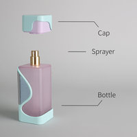 Flacon de parfum vide en verre bicolore Eric Unique Design 100 ML, verre rose mat avec bouchon en plastique coloré