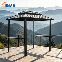 Pergola moderne de luxe en aluminium avec toit à lames motorisées et éclairage LED pour villa, patio et jardin, espace de vie extérieur