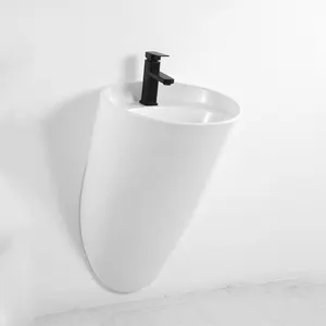 Nuovo design moderno sanitari lavabo in ceramica lavabo da bagno a parete monopezzo