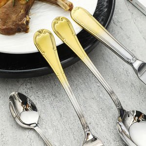 Juego de Cubiertos Shiny-Jh de Acero Inoxidable 304 en Oro Champán, Oro Rosa y Negro con Detalles Dorados, Juego de Cinco Piezas de Cuchillo, Tenedor y Cuchara - Product Image 3