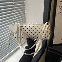 Sac bandoulière pour femme, mini sac à main en forme de baril avec poignée supérieure, en cuir PU à pois, sac à main mignon avec bandoulière réglable pour usage quotidien