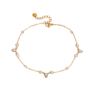J&D Jewelry <span class=keywords><strong>Tobillera</strong></span> de Acero Inoxidable Chapada en Oro de 18K para Mujer, con Circonita Corte Pera en Forma de Gota de Agua, Joyería Impermeable - Product Image 6
