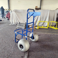Chariot de pêche pliable en aluminium portable personnalisable avec plateforme en plastique et roues à ballons, capacité de charge de 100 kg, outils OEM