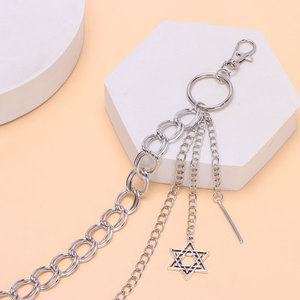 Cadena de cintura estilo hip hop Yueli con estrella metálica, doble anillo, aleación de zinc, cadena corporal informal a la moda. - Product Image 2