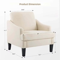 Fauteuil d'appoint moderne rembourré en tissu lin, chaise de salon, chaise de chambre à coucher, pieds en bois, mobilier de maison