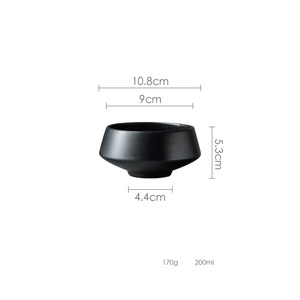 Vaisselle en céramique en gros, bol à ramen en grès noir mat texturé avec assiette - Product Image 6