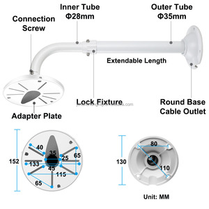 L Loại cánh tay dài An Ninh Dome Khung máy ảnh Hợp kim nhôm Kính thiên văn dọc tường trần đứng cho <span class=keywords><strong>CCTV</strong></span> - Product Image 3