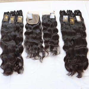 Paquets de cheveux humains vierges indiens non traités pré-plumés transparents 4x4 5x5 6x6 fermeture à lacet frontale 13x4 fermeture à lacet frontale - Product Image 2