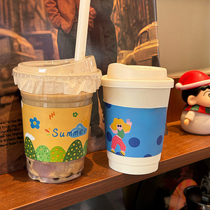 Mangas de taza de aislamiento de papel de una sola capa Impresión personalizada para papel desechable Taza de café de plástico Mangas de taza de café frío y caliente - Product Image 2