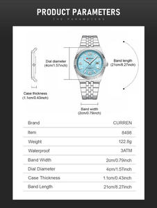 Reloj de Pulsera de Cuarzo CURREN 8498 de Lujo para Hombre, Reloj Deportivo de Moda con Correa de Acero Inoxidable Resistente al Agua para Hombre, Reloj Montre - Product Image 6