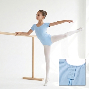Justaucorps de ballet à manches courtes pour enfants, en tissu doux et très élastique, pour filles, fabrication directe OEM ODM, vêtements de danse d'entraînement - Product Image 1