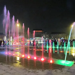 Musical Dancing Fire Fountains Water Screen Light Show With Projector
