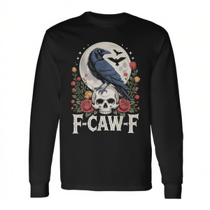 Camiseta de manga larga F-Caw-F Black Crow con diseño de calavera y luna, camiseta promocional unisex con cuello redondo para adultos - Product Image 3