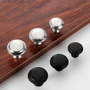 Stainless Steel Round Cabinet <b>Knobs</b> Black And <b>Silver</b> Modern Furniture Handles For <b>Drawer</b> Wardrobe Door 201 Steel Antirust - Product Image 1
