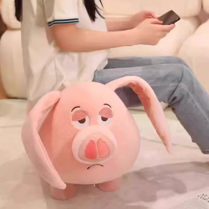 Flying Pig Long Bench Pony Plush Ultra-Soft Modern Children's <strong>Stool</strong> <strong>Pink</strong> Super Cute Birthday Gift for Apartment Use - Product Image 3