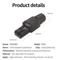 Connecteur modulaire RJ45 FTP SFTP à terminaison sur site Ethernet Cat7/Cat8 sans outil 8P8C