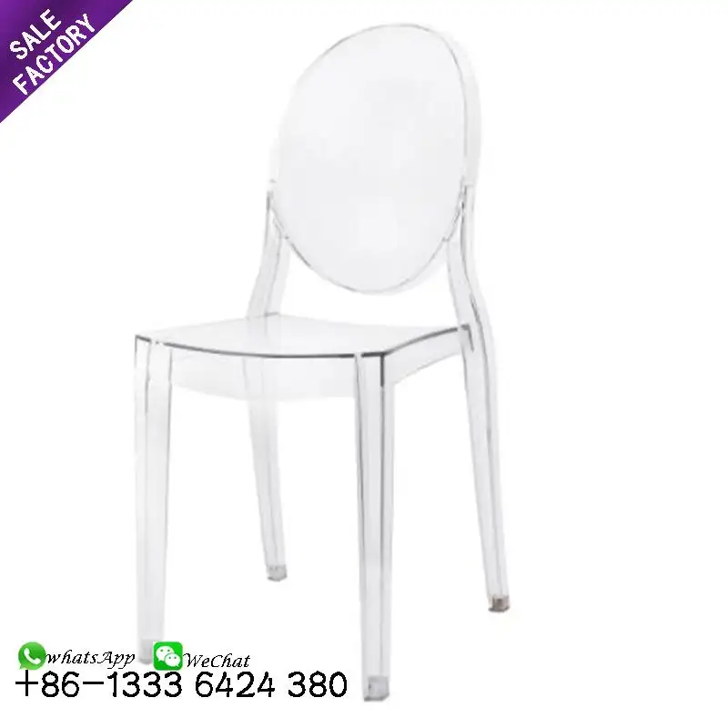 Chaise sans accoudoirs empilable transparente de bonne qualité Chaise acrylique Louis Ghost de bienvenue pour les invités de mariage d'hôtel