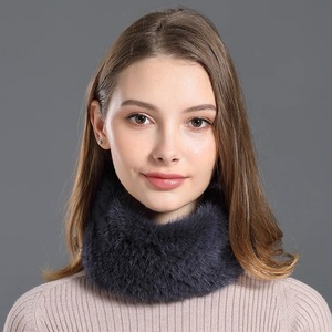 Élégant cache-cou court <span class=keywords><strong>en</strong></span> <span class=keywords><strong>fourrure</strong></span> de lapin tricoté à la main pour femme, respirant, imprimé animal, tressé, chaud pour l'hiver, élastique - Product Image 2