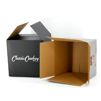 Boîte d'expédition en carton ondulé noire personnalisée avec logo imprimé, boîte de carton de marque pour l'emballage des produits, vente en gros, livraison directe d'usine