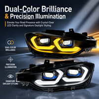 Conjunto de Faros Delanteros LED Modificados para BMW Serie 3 F30 F35 2013-2018, con DRL de Doble Color y Señal de Giro Secuencial
