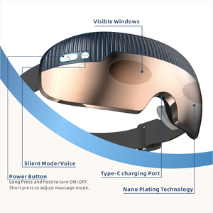 Masajeador de ojos inalámbrico con calor y música Bluetooth Terapia facial compacta para la tensión ocular Hinchazón Sueño Viaje Esencial - Product Image 4