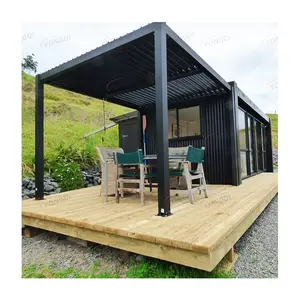 Garten Pavillon Metall Gewächs häuser manuelle motorisierte Jalousie Pergolen mit elektrischem Lamellen dach