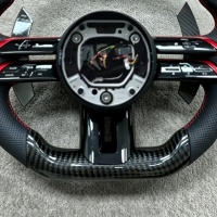 Volant en fibre de carbone à rayures rouges, très demandé, pour Mercedes Benz W206 W205 W204 W222 W223 W213 W177 W463 AMG GT A45 C63 E63