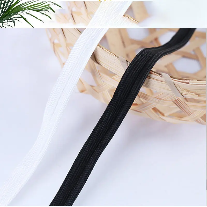Kunden spezifische schwarz-weiße einfarbige Bekleidungs zubehör Kanten naht Zubehör Gurtband reflektierende Paspelierung