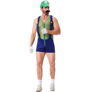 Disfraz de Super <span class=keywords><strong>Mario</strong></span> <span class=keywords><strong>Bros</strong></span>. - Ropa de Fiesta para Hombre - Uniforme de <span class=keywords><strong>Mario</strong></span> con Cinturón - Disfraz de Halloween - Product Image 3