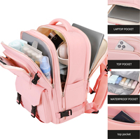 Sac à dos de voyage grande capacité imperméable avec logo personnalisé, compartiment pour ordinateur portable et poche pour passeport pour les voyages d'affaires
