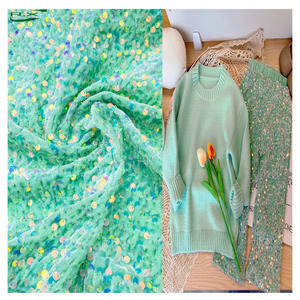 Tessuto in Velluto Elasticizzato con Paillettes e Ricami di Lusso, 100% <span class=keywords><strong>Cotone</strong></span> per Abiti da Sposa e Cerimonia - Product Image 1