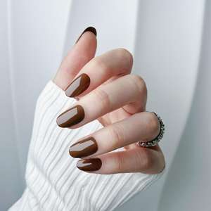 AIERFEI Color sólido Prensa <span class=keywords><strong>Uñas</strong></span> <span class=keywords><strong>en</strong></span> <span class=keywords><strong>uñas</strong></span> postizas <span class=keywords><strong>Uñas</strong></span> postizas ovaladas cortas brillantes - Product Image 3