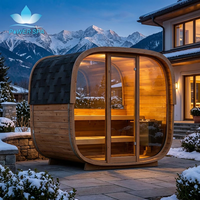 Hochwertige Kanadische Rotzeder Infrarot-Saunakabine Outdoor-Sauna mit Wasserdichter Schwarzer Schindel Wetterfestes Holz-Saunahaus
