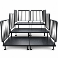 Plateforme de scène pliable en aluminium à deux niveaux, noire, antidérapante, pour événements, conférences, expositions, spectacles