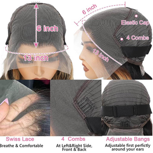 13x6 Ombre tè latte cenere biondo con riflessi marroni parrucca anteriore in pizzo capelli umani a 210% densità Upgreads Ombre radici parrucca Pre pizzicata - Product Image 4