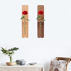 Tube de Station de Propagation de Plantes avec Support en Bois Vase Décoratif Mural Hydroponique Plante Suspendue Terrarium Jardinière en Verre - Product Image 5