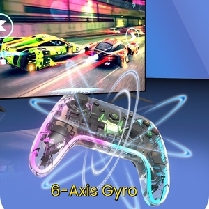 Trong suốt không dây trò chơi điều khiển joystick với RGB đèn remappable trở lại nút cho <span class=keywords><strong>switch</strong></span>/<span class=keywords><strong>Lite</strong></span>/Android/IOS/PC - Product Image 5